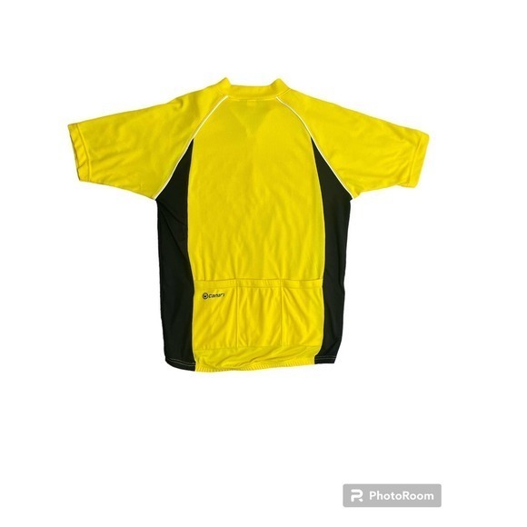 Canari Cycling Jersey Yellow Zip Medium 3 Back Pockets Short Sleeve - Picture 4 of 7